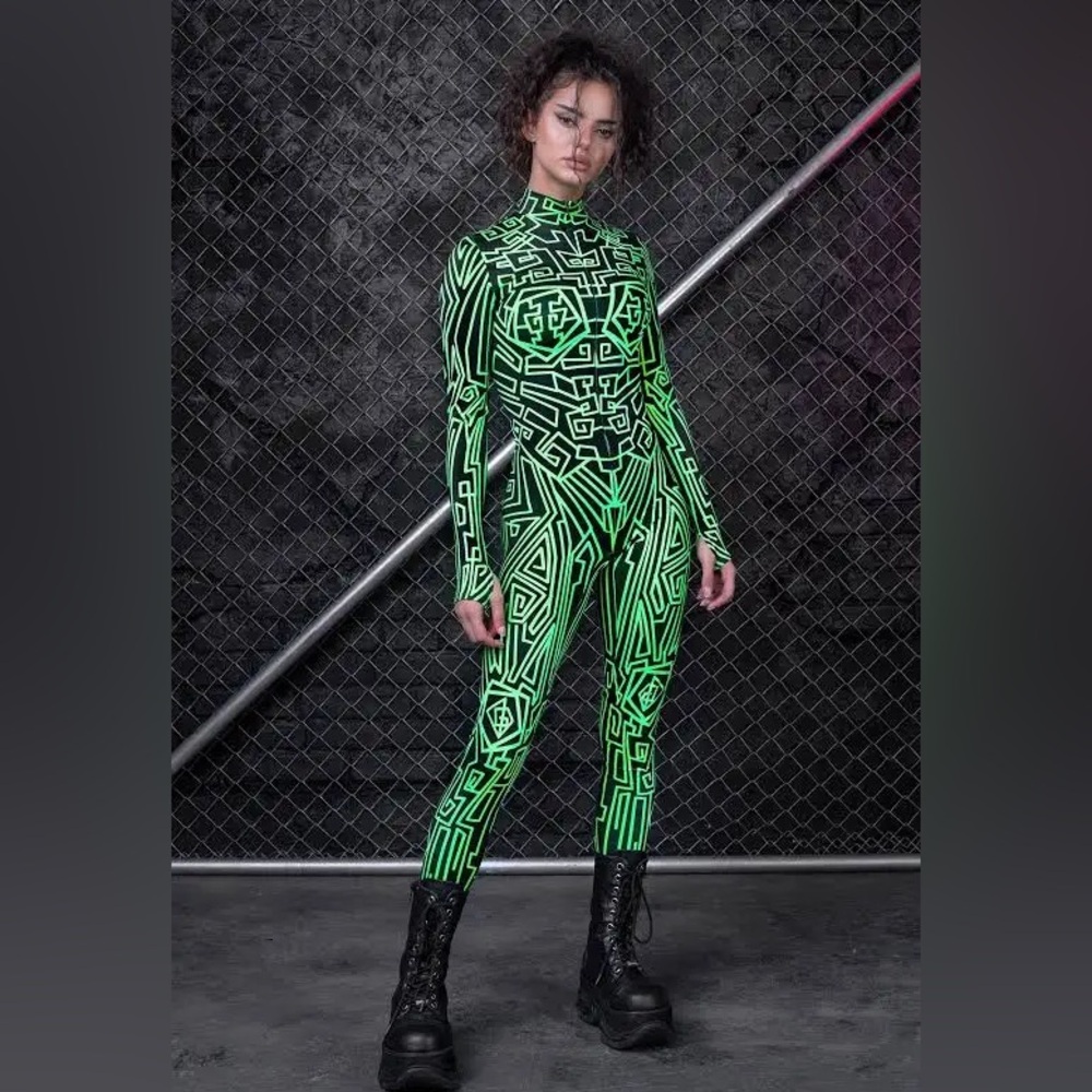 Badinka Green Geometric Bodysuit